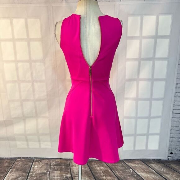 Ted Baker hot pink scuba sleeveless fit & flare mini dress ted size 0 or US 2 - Picture 5 of 10